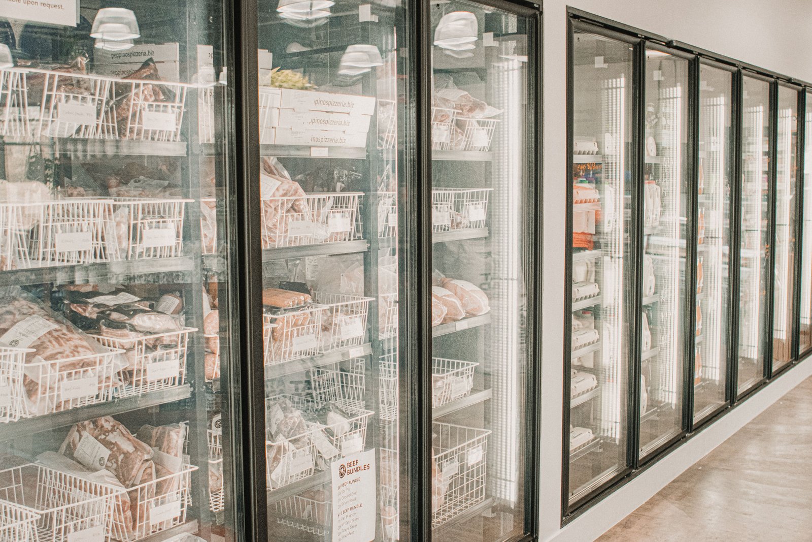 Frozen and chilled meat in cold storage